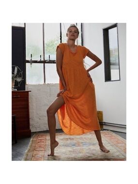 Free People Beach | Myla Babydoll Knit Orange Dress